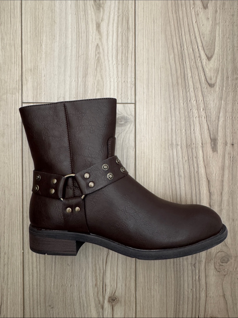 FRYE AND CO. Dark Brown Leather Harness Ankle Boots